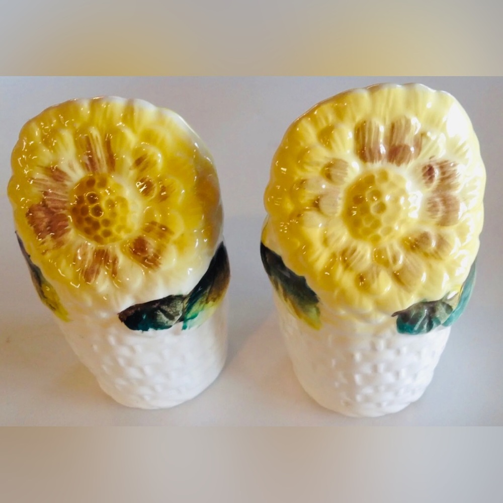 Vintage Made In Japan Salt and Pepper Shakers Yellow Flowers In Basket